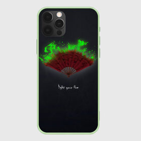 Чехол для iPhone 12 Pro Max с принтом Light your fire в Тюмени, Силикон |  | Тематика изображения на принте: веер | зажги свой огонь | зеленый огонь | пламя | темный фон