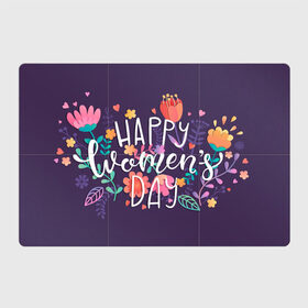 Магнитный плакат 3Х2 с принтом открытка Women day в Тюмени, Полимерный материал с магнитным слоем | 6 деталей размером 9*9 см | Тематика изображения на принте: 8 марта | весна | девушке | женский | мама | подарок | тренд | феминизм | цветы