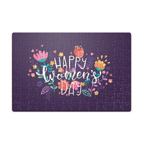 Пазл магнитный 126 элементов с принтом открытка Women day в Тюмени, полимерный материал с магнитным слоем | 126 деталей, размер изделия —  180*270 мм | 8 марта | весна | девушке | женский | мама | подарок | тренд | феминизм | цветы