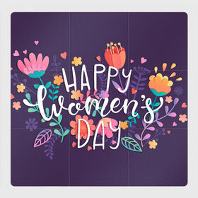 Магнитный плакат 3Х3 с принтом открытка Women day в Тюмени, Полимерный материал с магнитным слоем | 9 деталей размером 9*9 см | 8 марта | весна | девушке | женский | мама | подарок | тренд | феминизм | цветы
