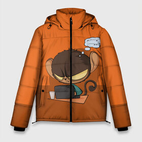 Мужская зимняя куртка 3D с принтом Маленький Хакер в Тюмени, верх — 100% полиэстер; подкладка — 100% полиэстер; утеплитель — 100% полиэстер | длина ниже бедра, свободный силуэт Оверсайз. Есть воротник-стойка, отстегивающийся капюшон и ветрозащитная планка. 

Боковые карманы с листочкой на кнопках и внутренний карман на молнии. | Тематика изображения на принте: графика | животные | компьютер | мир  компьютеров | обезьянка | персонаж | природа | рисунок | хакер
