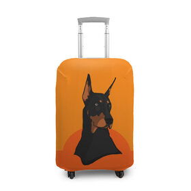 Чехол для чемодана 3D с принтом Доберман в Тюмени, 86% полиэфир, 14% спандекс | двустороннее нанесение принта, прорези для ручек и колес | верный друг | графика | животное | защитник | красивый пес | природа | рисунок | собака | сторож