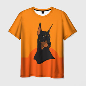 Мужская футболка 3D с принтом Доберман в Тюмени, 100% полиэфир | прямой крой, круглый вырез горловины, длина до линии бедер | верный друг | графика | животное | защитник | красивый пес | природа | рисунок | собака | сторож