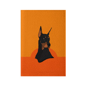 Обложка для паспорта матовая кожа с принтом Доберман в Тюмени, натуральная матовая кожа | размер 19,3 х 13,7 см; прозрачные пластиковые крепления | верный друг | графика | животное | защитник | красивый пес | природа | рисунок | собака | сторож