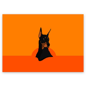 Поздравительная открытка с принтом Доберман в Тюмени, 100% бумага | плотность бумаги 280 г/м2, матовая, на обратной стороне линовка и место для марки
 | верный друг | графика | животное | защитник | красивый пес | природа | рисунок | собака | сторож