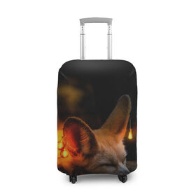 Чехол для чемодана 3D с принтом Лисичка с фонариками в Тюмени, 86% полиэфир, 14% спандекс | двустороннее нанесение принта, прорези для ручек и колес | fox | foxy | животное | звери | лиса | лисенок | лисичка | милая | рыжая | фокс