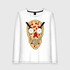 Женский лонгслив хлопок с принтом Злая пицца в Тюмени, 100% хлопок |  | evil | pizza | голова | еда | злой | монстр | пицца | хипстер | череп