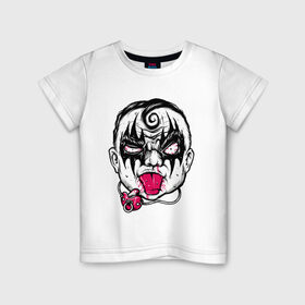Детская футболка хлопок с принтом Rock Baby в Тюмени, 100% хлопок | круглый вырез горловины, полуприлегающий силуэт, длина до линии бедер | kiss | music | rock | глэм | голова | грим | лицо | музыка | ребенок | рок | хипстер