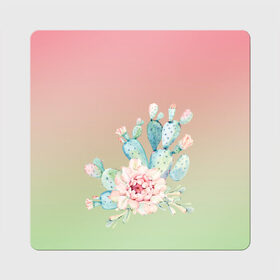 Магнит виниловый Квадрат с принтом суккулент градиент в Тюмени, полимерный материал с магнитным слоем | размер 9*9 см, закругленные углы | акварель | акварельный | весна | кактус | мило | природа | растение | рисунок | суккулент | сукулент | цветение | цветок | цветущий | цветы