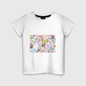 Детская футболка хлопок с принтом Милые единороги в Тюмени, 100% хлопок | круглый вырез горловины, полуприлегающий силуэт, длина до линии бедер | анимэ | единороги | любовь | мечта | пони | сердце