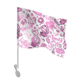 Флаг для автомобиля с принтом Розовая мечта в Тюмени, 100% полиэстер | Размер: 30*21 см | анимэ | девочки звездочки | единороги | любовь | мечта | пони | сердце