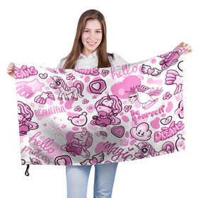 Флаг 3D с принтом Розовая мечта в Тюмени, 100% полиэстер | плотность ткани — 95 г/м2, размер — 67 х 109 см. Принт наносится с одной стороны | анимэ | девочки звездочки | единороги | любовь | мечта | пони | сердце