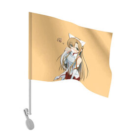 Флаг для автомобиля с принтом неко Асуна в Тюмени, 100% полиэстер | Размер: 30*21 см | аниме | асуна | девушка | неко | сао