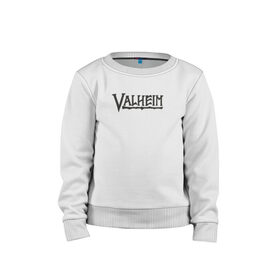 Детский свитшот хлопок с принтом Valheim logo в Тюмени, 100% хлопок | круглый вырез горловины, эластичные манжеты, пояс и воротник | Тематика изображения на принте: valheim | valheim логотип | вальхейм | выживание | игра | игры