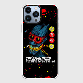 Чехол для iPhone 13 Pro Max с принтом THE REVOLUTION will be live streamed в Тюмени,  |  | Тематика изображения на принте: cyberpunk 2077 | hacker | maelstrom | militech | quadra | samurai | sci fi | technology | trauma team | v | будущее | игра | иероглифы | киану ривз | кибер | киберпанк | киборг | киборги | корпорация | лого | милитек | панк | роботы | самурай | т