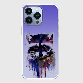 Чехол для iPhone 13 Pro с принтом енот акварелью потеки в Тюмени,  |  | акварель | акварельный | арт | брызги | енот | енотик | животные | зверек | краски | потеки | радуга | рисунок | яркий