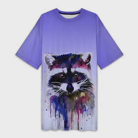 Платье-футболка 3D с принтом енот акварелью потеки в Тюмени,  |  | акварель | акварельный | арт | брызги | енот | енотик | животные | зверек | краски | потеки | радуга | рисунок | яркий