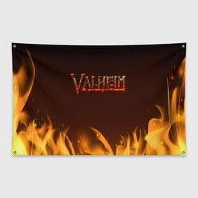 Флаг-баннер с принтом Valheim: Вальхейм выживание. в Тюмени, 100% полиэстер | размер 67 х 109 см, плотность ткани — 95 г/м2; по краям флага есть четыре люверса для крепления | fejd | valheim | вальхейм | викинг | викинги | выживание | выживач | игра