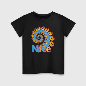 Детская футболка хлопок с принтом Nice в Тюмени, 100% хлопок | круглый вырез горловины, полуприлегающий силуэт, длина до линии бедер | забавный текст | красивая надпись | красивый | краски | настроение | очень красивый | позитивный | приятный | радужный | цветные краски