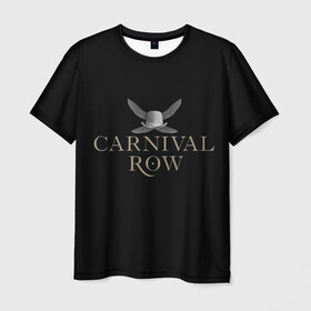 Мужская футболка 3D с принтом Карнивал Роу - Carnival Row в Тюмени, 100% полиэфир | прямой крой, круглый вырез горловины, длина до линии бедер | carnival row | волшебный | исторический | карнивал роу | крылья | лого | логотип | подарок | сериал | сказка | фея | черный | шляпа