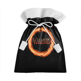 Подарочный 3D мешок с принтом Valheim - огненный круг в Тюмени, 100% полиэстер | Размер: 29*39 см | valheim | вальхейм | викинги | игра | компьютерный | круг | логотип | минимализм | огненный | огонь | подарок | черный