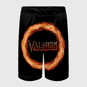 Детские спортивные шорты 3D с принтом Valheim - огненный круг в Тюмени,  100% полиэстер
 | пояс оформлен широкой мягкой резинкой, ткань тянется
 | valheim | вальхейм | викинги | игра | компьютерный | круг | логотип | минимализм | огненный | огонь | подарок | черный