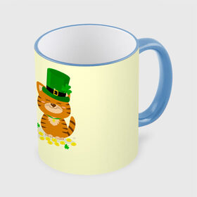 Кружка с принтом Ирландский Кот в Тюмени, керамика | ёмкость 330 мл | день святого патрика | ирландия | ирландский | ирландский клевер | ирландский кот | клевер | кот | патрик | с котом | святой патрик