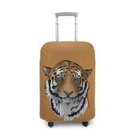 Чехол для чемодана 3D с принтом Тигр в Тюмени, 86% полиэфир, 14% спандекс | двустороннее нанесение принта, прорези для ручек и колес | большая кошка | графика | дикий мир | животное | кошка | персонаж | природа | рисунок | хищник