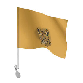 Флаг для автомобиля с принтом Сервал в Тюмени, 100% полиэстер | Размер: 30*21 см | Тематика изображения на принте: африка | графика | дикий мир | животное | кошка | персонаж | природа | рисунок | хищник