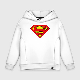 Детское худи Oversize хлопок с принтом Superman 8 bit в Тюмени, френч-терри — 70% хлопок, 30% полиэстер. Мягкий теплый начес внутри —100% хлопок | боковые карманы, эластичные манжеты и нижняя кромка, капюшон на магнитной кнопке | justice league | superman | vdzabma | лига справедливости | супермен