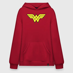 Худи SuperOversize хлопок с принтом Wonder Woman 8 bit в Тюмени, 70% хлопок, 30% полиэстер, мягкий начес внутри | карман-кенгуру, эластичная резинка на манжетах и по нижней кромке, двухслойный капюшон
 | justice league | vdzabma | wonder woman | лига справедливости | чудо женщина