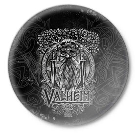 Значок с принтом Valheim в Тюмени,  металл | круглая форма, металлическая застежка в виде булавки | valheim | viking | валхейм | викинги | игры