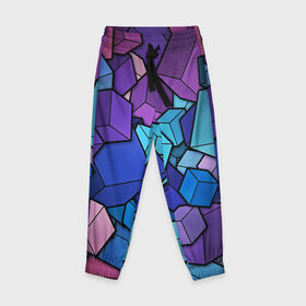 Детские брюки 3D с принтом Vector-Shape в Тюмени, 100% полиэстер | манжеты по низу, эластичный пояс регулируется шнурком, по бокам два кармана без застежек, внутренняя часть кармана из мелкой сетки | абстракция | кубики | кубы | линии | цветные кубики
