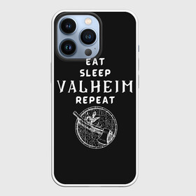 Чехол для iPhone 13 Pro с принтом Eat Sleep Valheim Repeat в Тюмени,  |  | elder | loki | odin | the | thor | valheim | биврёст | валхейм | вальхейм | викинги | всеотец | дракар | древний | древо | ётун | йотун | локи | мира | один | тор | фенир | хель | черный лес | эйктюр