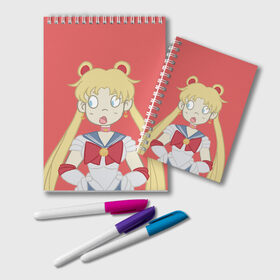 Блокнот с принтом Sailor Moon Сейлор Мун в Тюмени, 100% бумага | 48 листов, плотность листов — 60 г/м2, плотность картонной обложки — 250 г/м2. Листы скреплены удобной пружинной спиралью. Цвет линий — светло-серый
 | Тематика изображения на принте: anime | sailor moon | аниме | анимэ | венера | луна | лунная призма | марс | сейлор мун | серебрянное тысячелетие | серенити | сэйлор | усаги цукино | чиби мун | эндимион