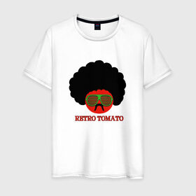 Мужская футболка хлопок с принтом Ретро томат в Тюмени, 100% хлопок | прямой крой, круглый вырез горловины, длина до линии бедер, слегка спущенное плечо. | 80 е | afro | retro | tomato | афро | восьмидесятые | мучачос | помидор | ретро | томат