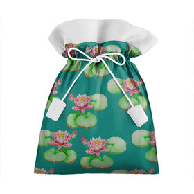 Подарочный 3D мешок Лотосы на темно бирюзовом фоне: в Тюмени, 100% полиэстер | Размер: 29*39 см | Тематика изображения на принте: 8 марта | flowers | march 8 | spring | бирюзовый | ботаническая иллюстрация | весна | водяные лилии | день рождения | зеленый | лето | лотосы | любовь | праздник | принт | природа | растения | розовый | цветы