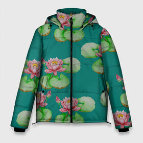 Мужская зимняя куртка 3D Лотосы на темно бирюзовом фоне: в Тюмени, верх — 100% полиэстер; подкладка — 100% полиэстер; утеплитель — 100% полиэстер | длина ниже бедра, свободный силуэт Оверсайз. Есть воротник-стойка, отстегивающийся капюшон и ветрозащитная планка. 

Боковые карманы с листочкой на кнопках и внутренний карман на молнии. | Тематика изображения на принте: 8 марта | flowers | march 8 | spring | бирюзовый | ботаническая иллюстрация | весна | водяные лилии | день рождения | зеленый | лето | лотосы | любовь | праздник | принт | природа | растения | розовый | цветы