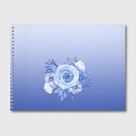 Альбом для рисования с принтом Голубая роза акварель в Тюмени, 100% бумага
 | матовая бумага, плотность 200 мг. | Тематика изображения на принте: акварель | голубая | градиент | монрхром | природа | рисунок | роза | синий | цветок