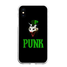 Чехол для iPhone XS Max матовый с принтом punky trashcat в Тюмени, Силикон | Область печати: задняя сторона чехла, без боковых панелей | punk. | trashcat | животные | ирокез | опоссум | панк