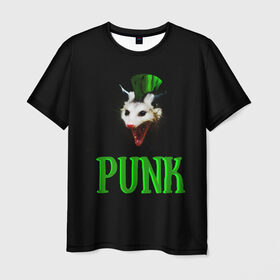 Мужская футболка 3D с принтом punky trashcat в Тюмени, 100% полиэфир | прямой крой, круглый вырез горловины, длина до линии бедер | punk. | trashcat | животные | ирокез | опоссум | панк