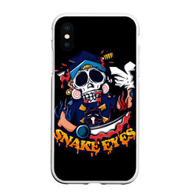 Чехол для iPhone XS Max матовый с принтом Skull Snake Eyes в Тюмени, Силикон | Область печати: задняя сторона чехла, без боковых панелей | Тематика изображения на принте: art | body | bones | dead | drawing | face | graffiti | head | roses | skeleton | skul | skull | ад | арт | голова | граффити | зло | кости | лицо | металл | нарисованный | розы | рок | скелет | скул | скулл | три черепа | тьма