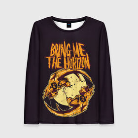 Женский лонгслив 3D с принтом BRING ME THE HORIZON в Тюмени, 100% полиэстер | длинные рукава, круглый вырез горловины, полуприлегающий силуэт | band | bring me the horizon | hardcore | metal | music | punk | rock | skull | бринги | группа | метал | музыка | панк | рок | череп