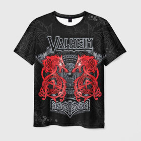 Мужская футболка 3D с принтом Valheim в Тюмени, 100% полиэфир | прямой крой, круглый вырез горловины, длина до линии бедер | valheim | viking | валхейм | викинги | игры