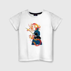 Детская футболка хлопок с принтом Война драконов в Тюмени, 100% хлопок | круглый вырез горловины, полуприлегающий силуэт, длина до линии бедер | битва | воин | война драконов | дракон | игра драконов | мужская битва | ниндзя | самурай | япония