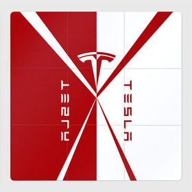 Магнитный плакат 3Х3 с принтом Tesla SSS в Тюмени, Полимерный материал с магнитным слоем | 9 деталей размером 9*9 см | red | tesla | tesla car | tesla electric car | tesla lettering | tesla logo | tesla print | white | автомобиль тесла | белый | красный | логотип тесла | надпись тесла | принт тесла | тесла | электромобиль тесла