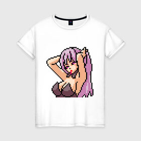 Женская футболка хлопок с принтом Pixel art anime в Тюмени, 100% хлопок | прямой крой, круглый вырез горловины, длина до линии бедер, слегка спущенное плечо | anime | art | girl | manga | pixel | аниме | арт | девушка | манга | пиксель