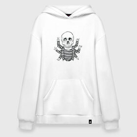 Худи SuperOversize хлопок с принтом CoolSkull в Тюмени, 70% хлопок, 30% полиэстер, мягкий начес внутри | карман-кенгуру, эластичная резинка на манжетах и по нижней кромке, двухслойный капюшон
 | like | peace | rock | skull | кости | лайк | матроска | мир | рок | руки | скелет | череп