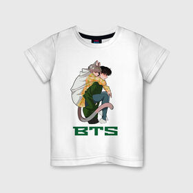 Детская футболка хлопок с принтом BTS в Тюмени, 100% хлопок | круглый вырез горловины, полуприлегающий силуэт, длина до линии бедер | bts | k pop | kpop | rm | аниме | бтс | ви | джей хоуп | джонгук | кпоп | сюга | чимин | чин | япония
