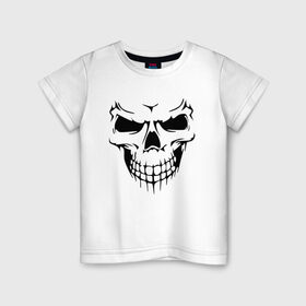 Детская футболка хлопок с принтом Зло в Тюмени, 100% хлопок | круглый вырез горловины, полуприлегающий силуэт, длина до линии бедер | face | halloween | skull | голова | демон | зловещий | кости | кость | лицо | призрак | скелет | страшный | текстура | хэллоуин | череп